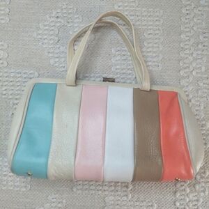 Vintage Retro Marlow Original USA Color Block Leather Handbag/ Purse!!
